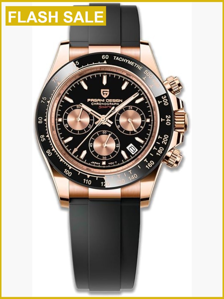 Men's Stainless Steel Chronograph Watch Waterproof 100m Quartz Movement